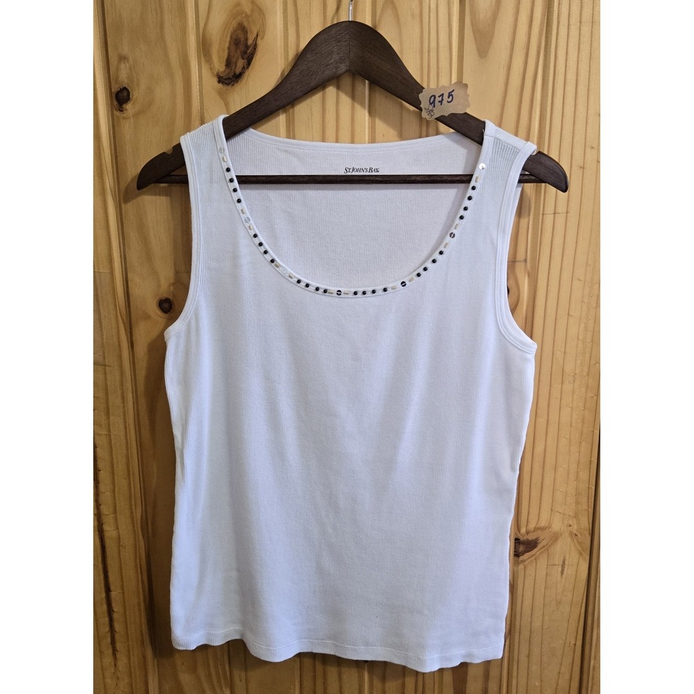 Set Of 2 Women's Tank Tops SZ LG St John's Bay White Brown